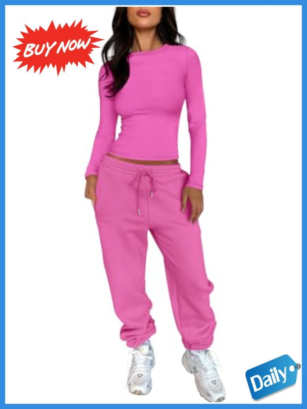 ANRABESS Women's 2 Piece Sweatsuit Set Long Sleeve Crop Top Jogger Pants